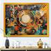 Wrought Studio™ Orange & Blue Geometric Vibrations II - Modern Geometric Canvas Art Print Metal in Blue/Orange | 16 H x 32 W x 1 D in | Wayfair