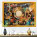 Wrought Studio™ Orange & Blue Geometric Vibrations II - Modern Geometric Canvas Art Print Canvas in Blue/Orange | 12 H x 20 W x 1 D in | Wayfair
