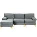 Gray Sectional - Mercer41 Bogosta 2 - Piece Velvet Sectional Sofa Silver Legs, Black Velvet | 32 H x 93 W x 51 D in | Wayfair