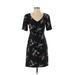 Draper James Casual Dress - Sheath V Neck Short sleeves: Black Floral Dresses - Women's Size 0