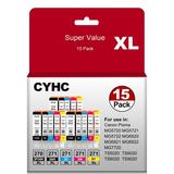 Galada PGI-270XL CLI-271XL Compatible Ink Cartridges Replacement for Canon PGI-270 XL CLI-271 XL for Pixma TS5020 MG7720 TS6020 TS9020 ( 15 Pack - 3 PGBK 3 Black 3 Cyan 3 Magenta 3 Yellow)