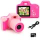 Acuvar Full 1080P Kids Selfie HD SLR Style Digital Photo and Video Rechargeable Camera with 32GB TF Card & 2 LCD Screen and Micro USB Charging Drop Proof (Pink)