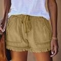 Finelylove Women S Denim Shorts Womens Bike Shorts Mid Waist Rise Outdoor Activity Solid Khaki S