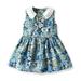 Funicet Toddler Girl Summer Dresses Sleeveless Vintage Floral Princess Button Down Pleated Tank Dresses