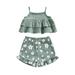 Baby Girls Summer Clothes Dual Layer Camisole Ruffles Sleeveless Tanks Tops + Floral Print Shorts Casual Outifts