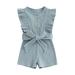 Wassery Kids Girls Jumpsuits Ruffles Sleeveless Rib Knit Jumpsuits with Belt Toddler Summer Casual Clothes Romper Bodysuits