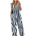 clear 50% off Usmixi Jumpsuits for Women Comfy Breathable Cotton Linen Adjustable Strap Ladies Fashion Baggy Long Jumpsuits Overalls Summer Formal Leopard Print Crewneck Sleeveless Maxi Rompers Blue s