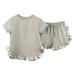 Rovga Outfits For Toddler Girls Kids Baby Spring Summer Solid Cotton Short Sleeve Tshirt Ruffle Shorts Outfits Clothes