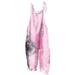 Usmixi Jumpsuits for Women Beach Comfy Lightweight Linen Adjustable Strap Loose Wide Leg Casual Long Jumpsuits Overalls Summer Formal Tie-Dye Print Round Neck Sleeveless Maxi Rompers Pink l