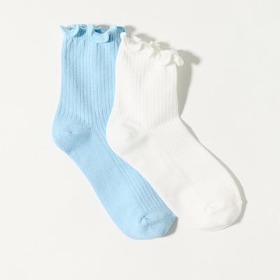 Lucky Brand Solid Ruffle Crew Sock