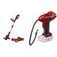 Einhell Akku-Rasentrimmer GE-CT 18/28 Li TC-Solo Power X-Change & Akku-Autokompressor CE-CC 18 Li-Solo Power X-Change (Li-Ion, 18 V, max. 11 bar, 60 cm Druckluftschlauch, automat. Abschaltfunktion)