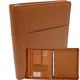Safekeepers Leather Folder A4, Conference Folder A4 Leather, Writing Case A4 Zip, Document Folder A4 Leather Ring Binder Light Bruin, 35.0