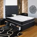 Home Furnishings UK Hf4you Black Chester Ortho Divan Bed - 4ft6 Double - End Drawer - 30" Black Faux Leather Headboard