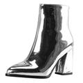 Yowablo Women's Boots Pointed Mirror Patent Leather Ankle Party Booties Shoes Grey Size: 9.5 UK