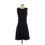 Ann Taylor LOFT Casual Dress - Mini Crew Neck Sleeveless: Black Marled Dresses - Women's Size 4