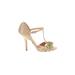 Badgley Mischka Heels: Gold Solid Shoes - Women's Size 5 1/2 - Open Toe