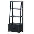 Giantex Bookshelf Ladder Rack 4 Tier Wood Storage Display Shelving Storage Organizer w/Drawers Bathroom Cabinet Plant Flower Stand Furniture Home Office(1)