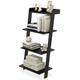 Giantex 4-Tier Ladder Shelf Wooden Leaning Bookshelf Display Rack w/Anti-Tipping Device for Living Room Balcony Black