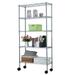 IVV 5-Tiers Metal Storage Shelf with 1.5 Wheels Moveable Item Storage Organizer Unit for Home Silver