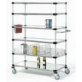 21 Deep x 60 Wide x 80 High 6 Tier Stainless Steel Solid Mobile Shelving Unit with 1200 lb Capacity