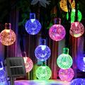 Solar String Lights Outdoor 30 Led 21.3 Feet Crystal Globe Lights with 8 Lighting Modes Waterproof Solar Powered Patio Lights for Garden Yard Porch Wedding Party Decor (Multicolor)