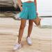 Finelylove High Waisted Shorts Women Womens Bike Shorts High Waist Rise Walking Solid Blue L