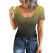 Women Ribbed Fitted Knit Shirt Short Sleeve Scoop Neck Basic Tight TShirts Henley Casual Women Work Out Shirts Women Women Compression Long Sleeve Shirt Women Tops Summer Large Compression Shirt Women
