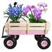 MKING All Terrain Wagons for Kids Outdoor Utility Wagon with Removable Wooden Railing and Air Tires Toy Wagons for Kids to Pull Beach Wagons for Camping Pink