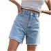 QUYUON Ladies Shorts Golf Shorts Women Short Pants for Ladies Drawstring Shorts Jean Shorts Pants Style S-1174 Flowy Shorts Female Women s Denim Shorts Sky Blue XS