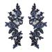 2x Lace Applique Ornaments Embroidery Appliques for Decorating Sewing Dress Dark Blue