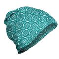 Persian Unisex Beanie Moroccan Floral Swirls Hiking Outdoors Teal White by Ambesonne