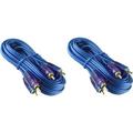 2 Absolute RCA20 20 Ft 2 Male to 2 Male 2-Channel Blue Twisted Car Amplifier Stereo or Home Audio RCA Audio Interconnect Cable