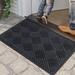 Latitude Run® Clevester Non-Slip Geometric Indoor & Outdoor Doormat Synthetics in Black | 30 H x 17 W x 0.27 D in | Wayfair