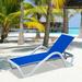 Wrought Studio™ Durnin Outdoor Chaise Lounge Polypropylene Chair w/ Adjustable Backrest Plastic/Metal in Blue | 37.2 H x 27.07 W x 77 D in | Wayfair