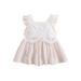 Qtinghua Newborn Baby Girls Summer Clothes Sleeveless Lace Short Dress Casual Princess A Line Sundress White 12-18 Months