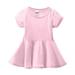 ZRBYWB Summer Girl Clothes Solid Color Crew Neck Short Sleeve A Line Knee Length Dress Casual Home Outing Suitable Cute Summer Clothes