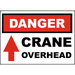 Vinyl Stickers - Bundle - Safety and Warning & Warehouse Signs Stickers - Danger Crane Overhead Sign - 10 Pack (10 x 7 )