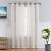 Linen Living Room Curtains Linen Textured Grommet Window Curtain Panels Long Curtain 84 Inch Farmhouse Pom Pom Curtains for Bedroom W37 x L84 Inches 2 Panels Beige