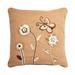 HUI Home 18 x 18 in. My Cottage Home Jute Flower & Butterfly Pillow with Polyester Insert