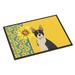 Summer Sunflowers Black Boston Terrier Indoor or Outdoor Mat 24x36 36 in x 24 in