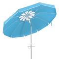 HOMEMAXS Clispeed 6.5ft Beach Umbrella Petal Pattern Sun Shade Shelter Ventilation UV Protection Seaside Umbrella with Tilt Mechanism for Beach Traveling (Lake-blue)