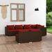 Gecheer 7 Piece Patio Set with Cushions Brown Poly Rattan