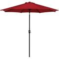 Patio Outdoor Market Umbrella with Base 108in Outdoor Market Umbrellas with Aluminum Auto Tilt and Crank UV Sun Protection Canopy for Garden Backyard Poolside Beach Red