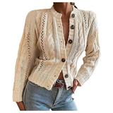 iOPQO Womens Sweaters Cardigan Sweaters For Women Womnes Button Down Cropped Boho Open Front Long Sleeve Cardigans Outerwear Coats For Women Fleece Jacket Women Khaki M