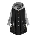 Dtydtpe Clearance Sales Shacket Jacket Women Plus Size Button Coat Patchworl Hooded Pullover Loose Sweater Coat Womens Long Sleeve Tops Winter Coats for Women