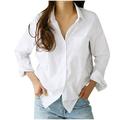 Dtydtpe Long Sleeve Shirts for Women Solid Turn-Down Collar Casual Tops Button Shirts Womens Long Sleeve Tops