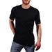 iOPQO mens dress shirts Men s Slim Pure Color Splice Casual Fashion Lapel Short Sleeve Shirt dress shirts for men Black + XL