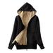 Dtydtpe Clearance Sales Shacket Jacket Women Casual Winter Warm Sherpa Lined Zip Up Hooded Sweatshirt Jacket Coat Womens Long Sleeve Tops Winter Coats for Women