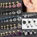 Naierhg Ear Studs Anti-allergic Cubic Zirconia Stainless Steel 3 Prong Design Earrings for Daily Life