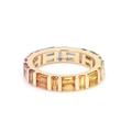 Rainbow Sapphire Baguette Cut Eternity Band Ring 14K Gold | Natural Bezel Set Rainbow Bar Ombre